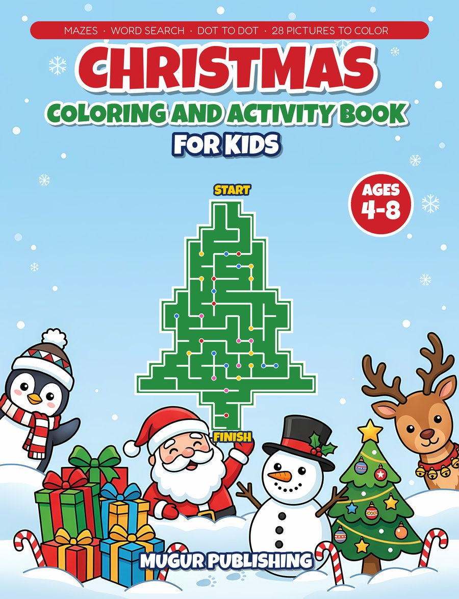 Cover of Christmas Coloring and Activity Book for Kids Ages 4-8